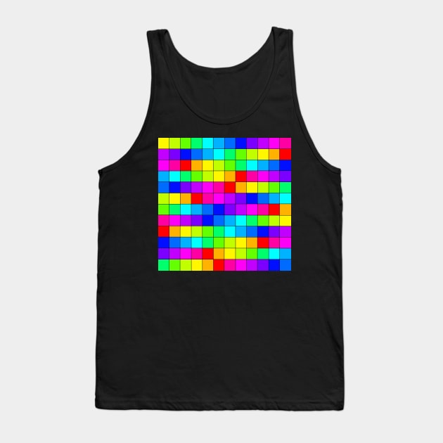 Rainbow Squares Black Lines Tank Top by XTUnknown